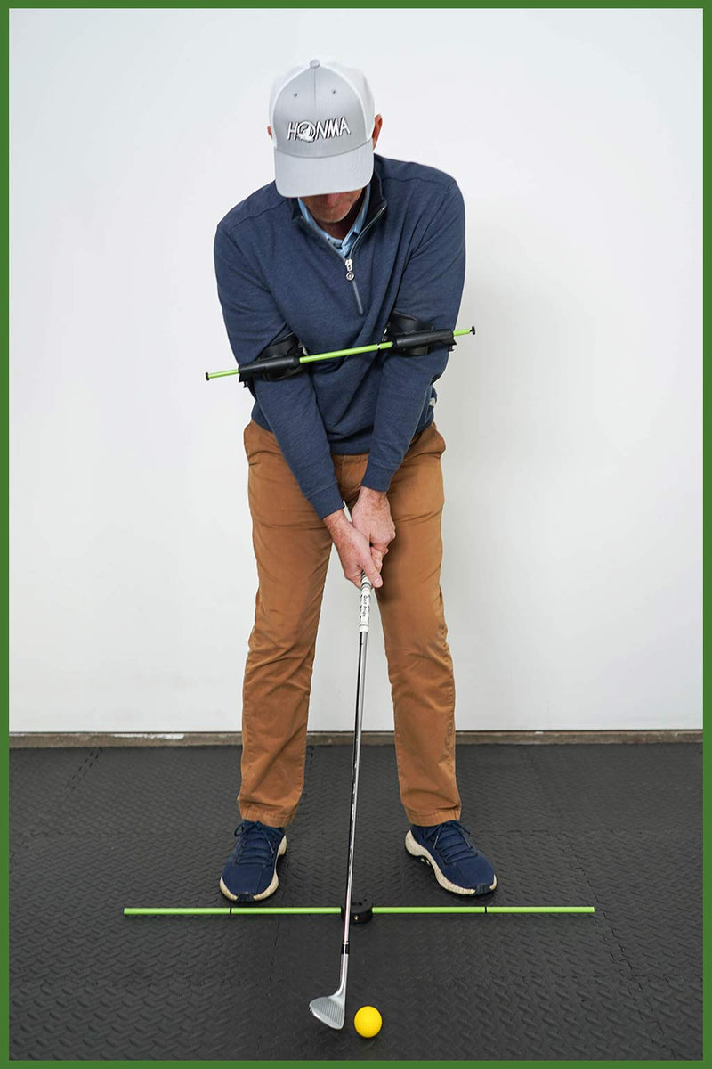 Swing Align golf swing training aid in short game configuration 