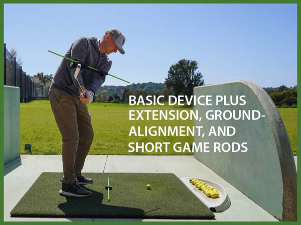 Swing Align golf swing training aid bundle comes with ground alignment and short game devices