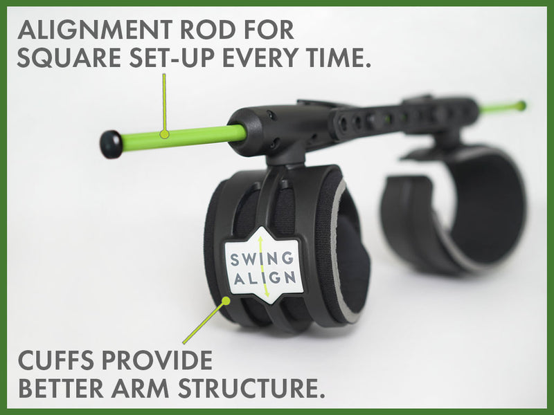Swing Align golf swing training aid for square set-up every time and perfect arm structure